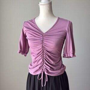 Lavender Ruched Front Blouse Top